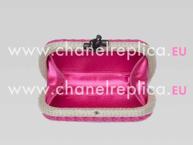 Bottega Veneta Intreciatto Silk Weave Knot Clutch in pink BGV51895