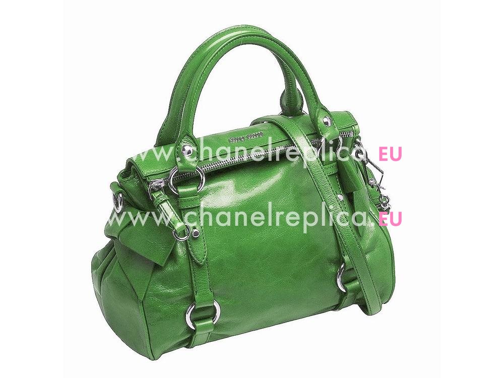 Miu Miu Vitello Lux Calfskin Bow Bag Green MU5665