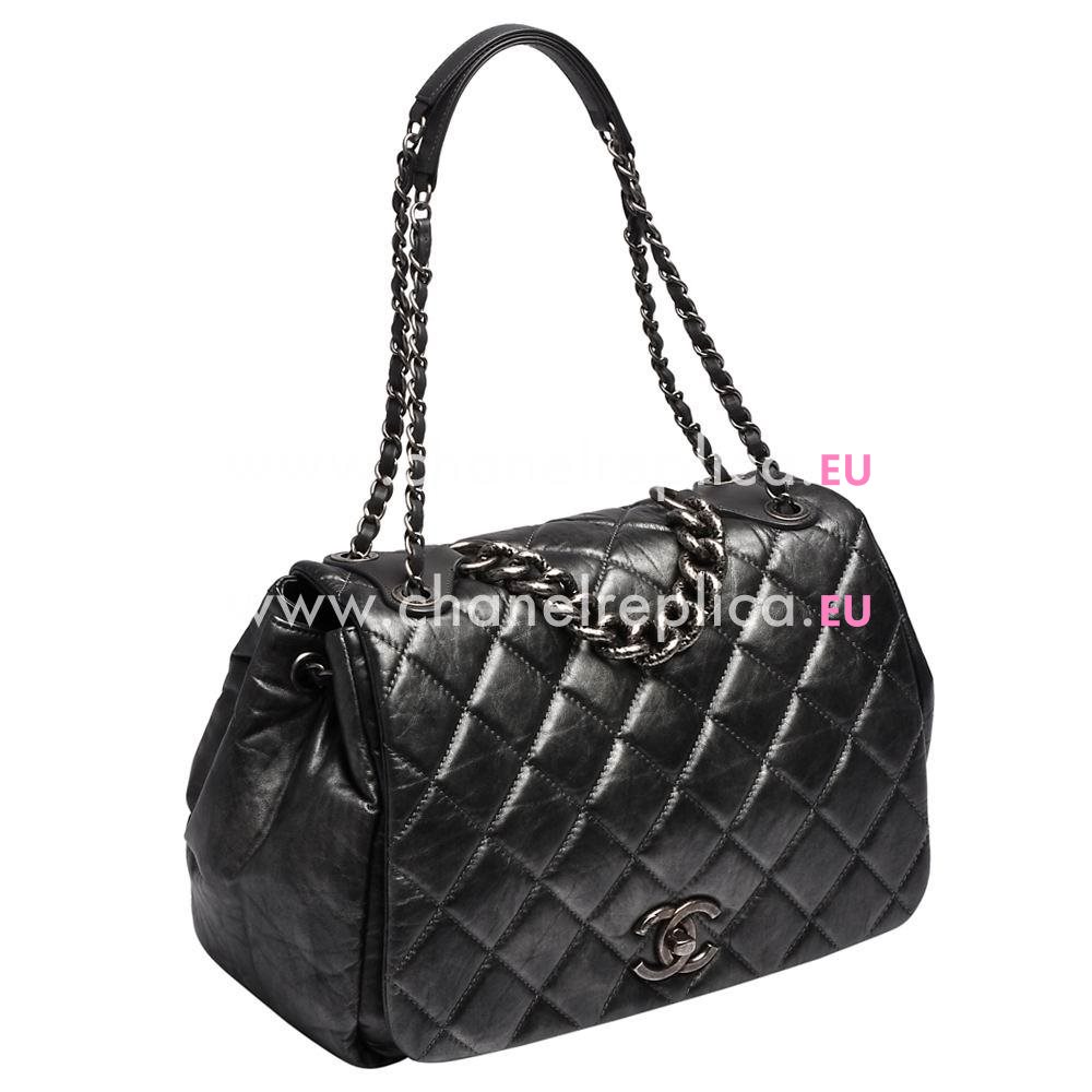 Chanel 31 Rue Cambon Silvery Hardware Rhombic Calfskin Bag In Iron Grey A89E279