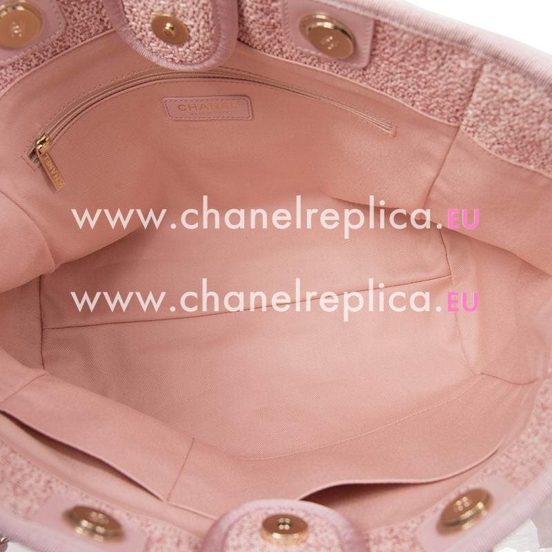 Chanel Tweed Canvas Deauville Shop Tote Bag Gold Chain Tweed Pink A67001CLTDPINKGP