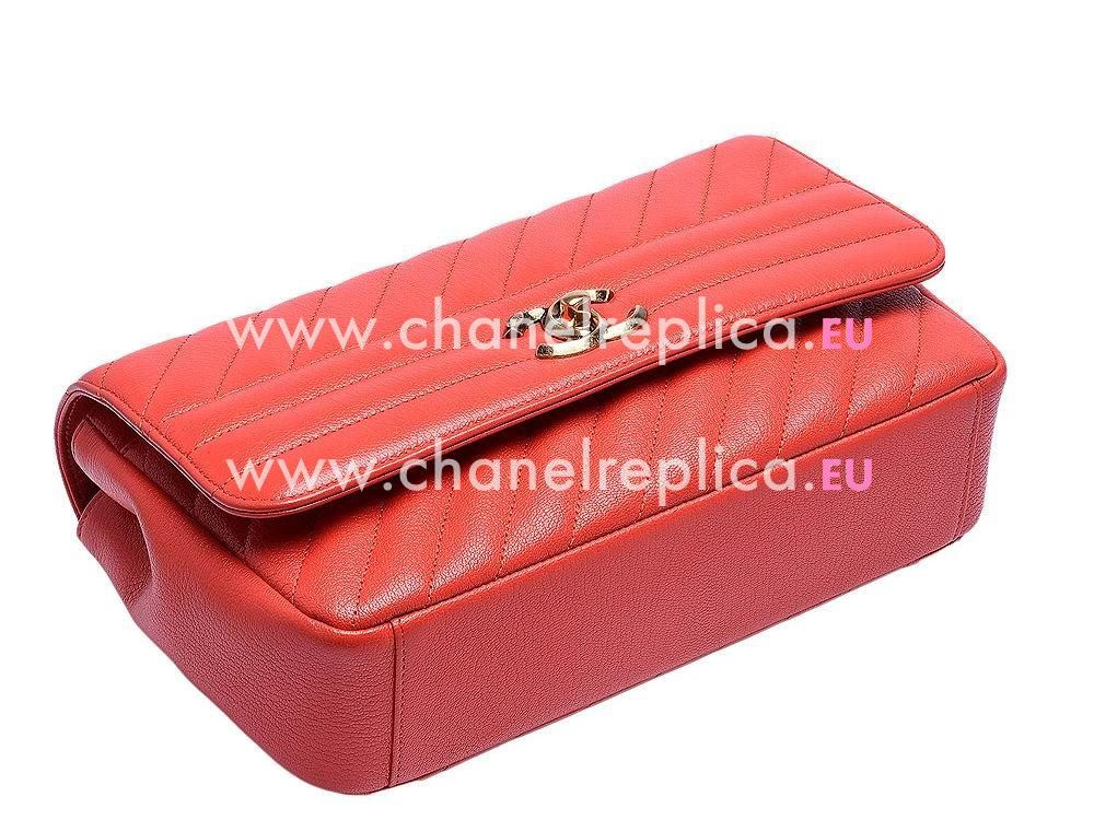 Chanel Calfskin Anti-Gold Coco Bag Orange-Red A896089