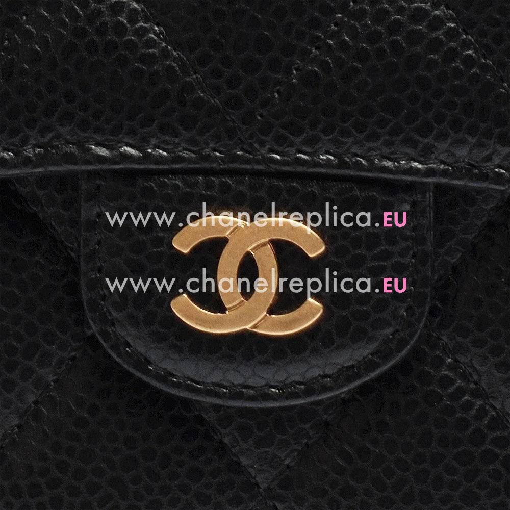 Chanel Caviar Gold CC Logo Snapper Short Wallet Black A82288C-BLK-GD