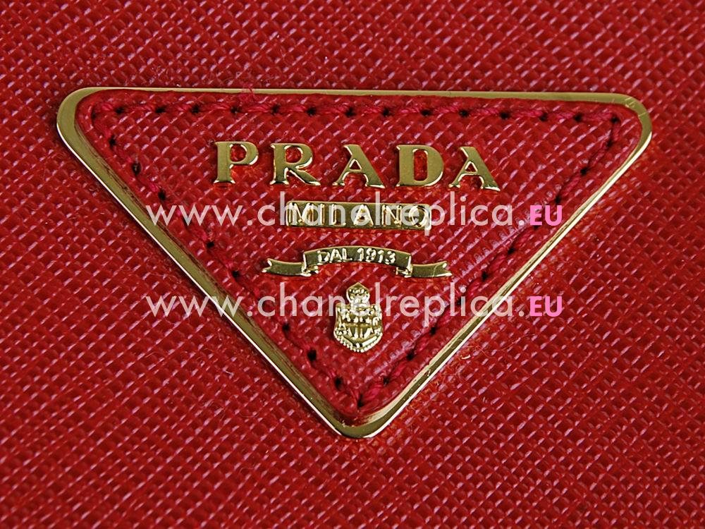 Prada Saffiano Lux Triangle Logo Small Size Bag Red P467949