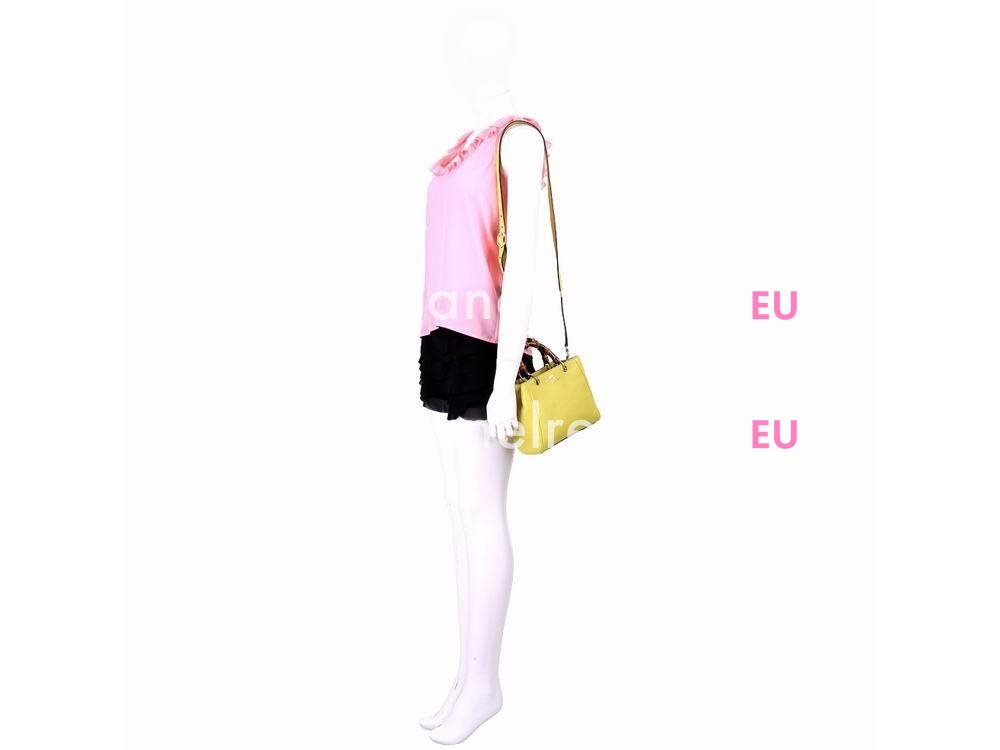 Gucci Bamboo Mini Calfskin Handle Bag In Yellow G59677