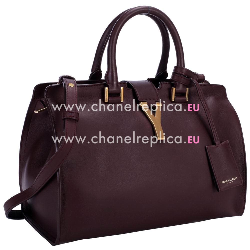 YSL CABAS PETIT CABAS Y Calfskin Medium Bag In Dark Purple YSL4979446