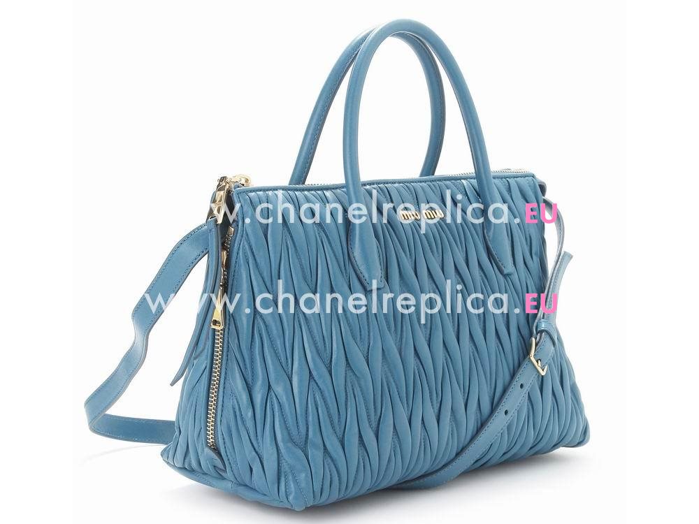 Miu Miu Matelasse Lamskin Handbag Peacock Blue RN1017