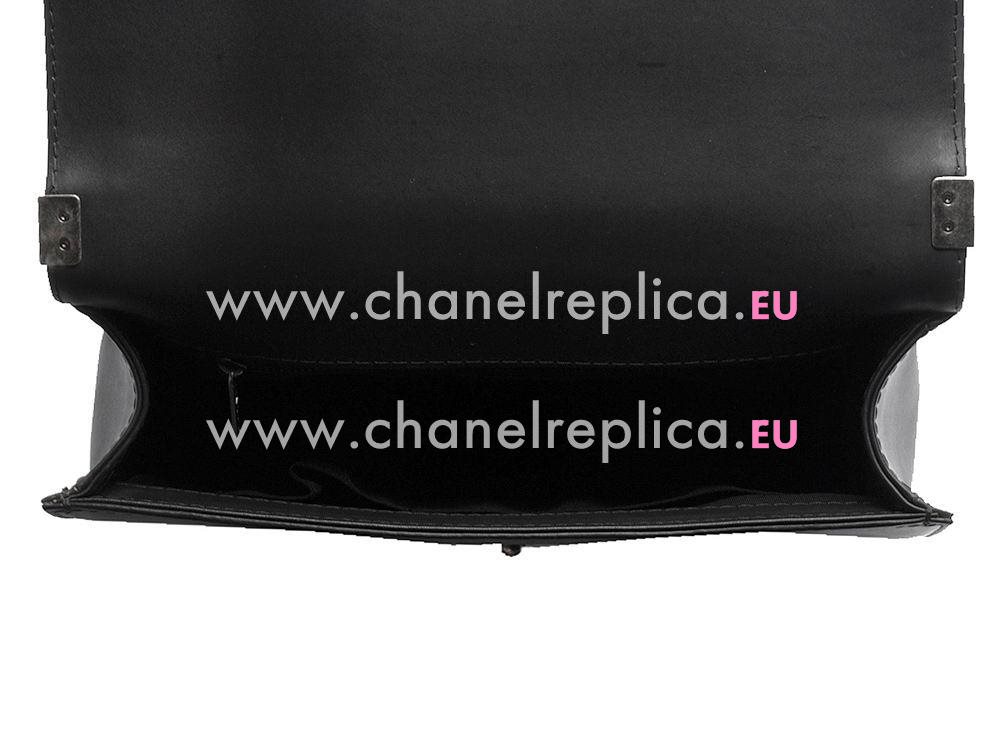 Chanel Lambskin 30cm Boy Bag Anti-Silver Chain Black A57595
