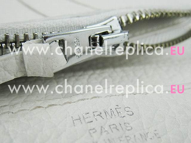 Hermes Dogon Clemence Leather Wallet Purse In White HL001D