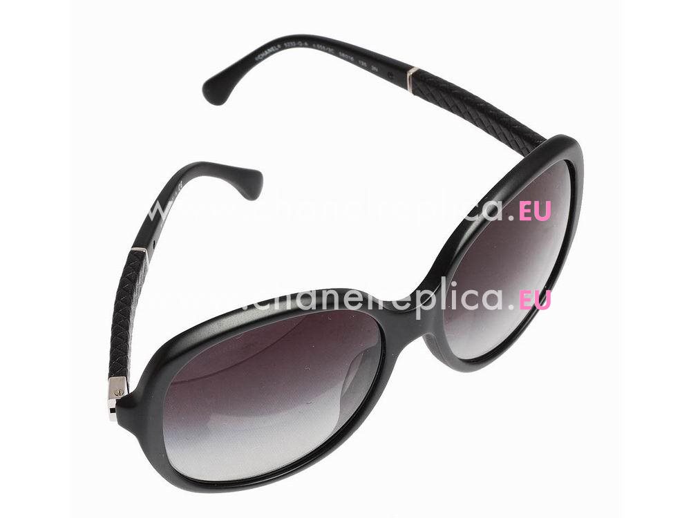 Chanel Quilted Shiny Plastic Frame Sunglasses In Black C564657