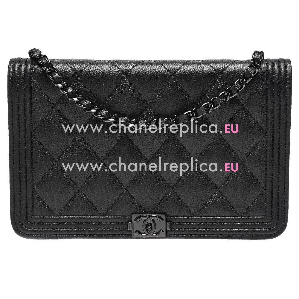 Chanel Black Grain Lambskin Woc Boy ShoulderBag Black Hardware A366B23