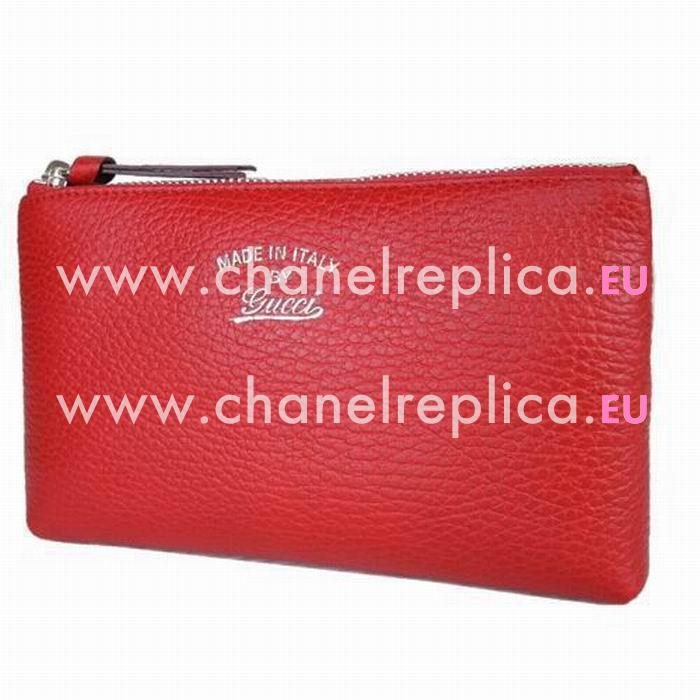 Gucci Swing Gold Logo Calfskin Cosmetic Bag In Red G6111508