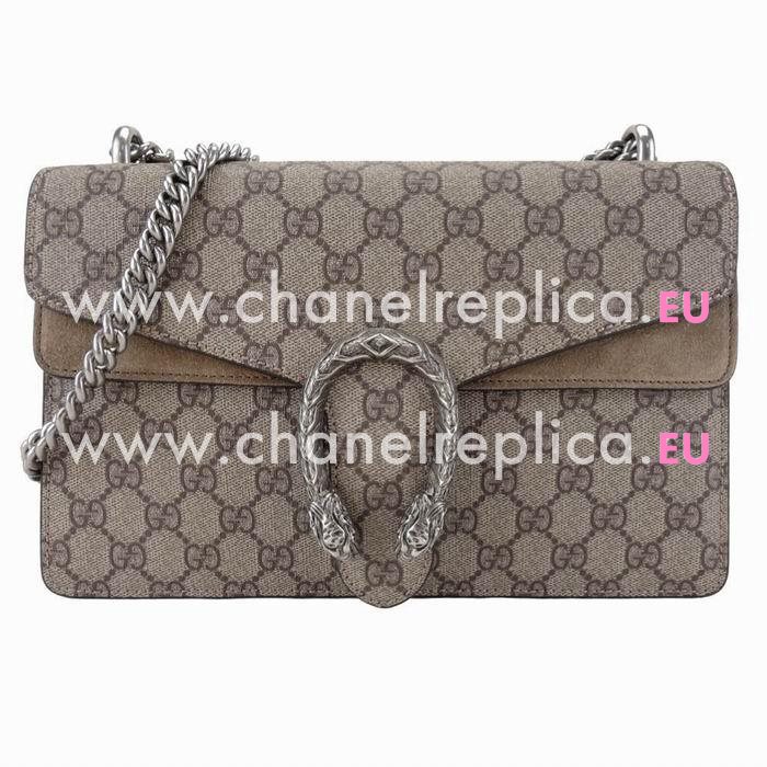 Gucci Dionysus GG Supreme Calfskin PVC Leather Bag In Khaki G554921