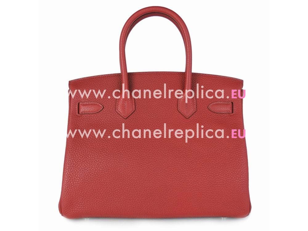 Hermes Birkin 30 Red 54 Clemence Leather Palladium Hardware Hand Sew H1030BJH