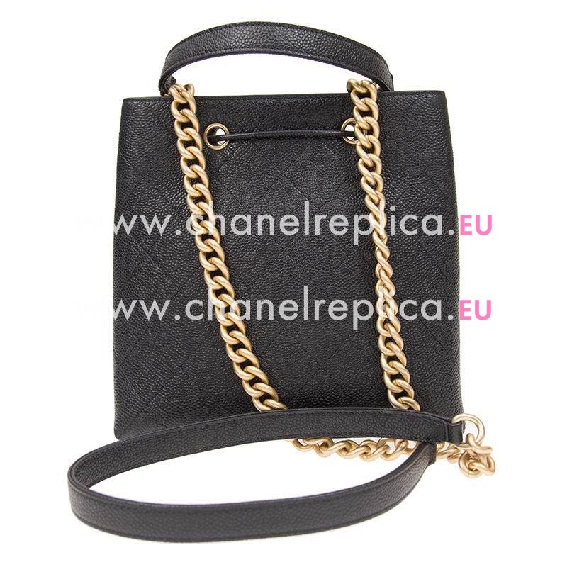 Chanel Black Caviar Leather Bucket Bag Gold Hardware AS0310CBLKGP