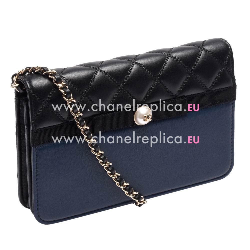 Chanel Classic Gold HardWare Goatskin Rhombus Woc Bag Blue Black C6111102