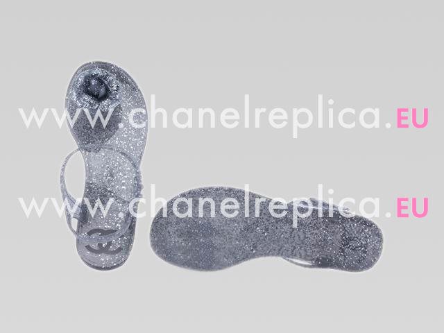 2013 Chanel Double C Camellia Strappy Sandals Silver A41999