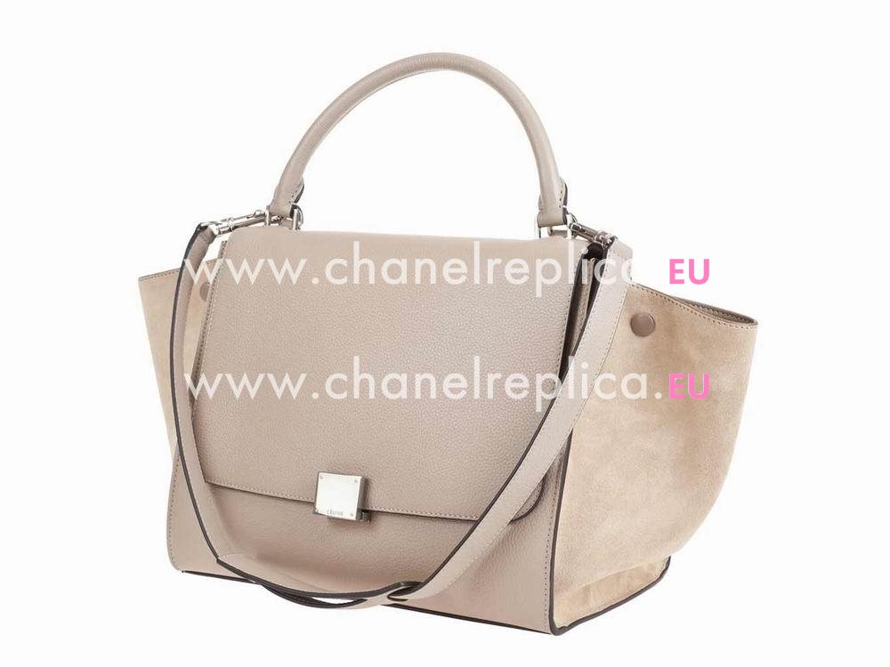 CELINE Medium Calfskin & Chamois Luggage Milk Tea CE486585