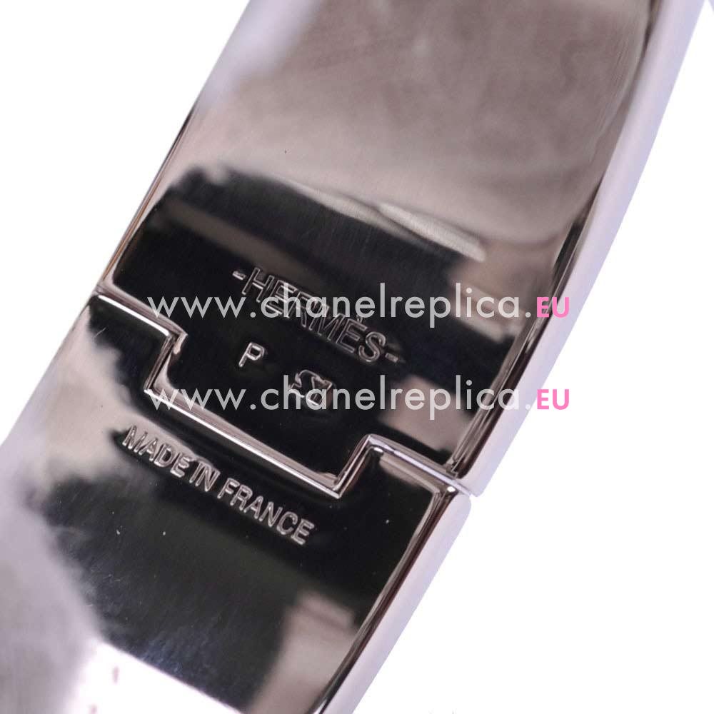 Hermes Medium Click H Logo Enamelled Bracelet Silver/Black HE58488