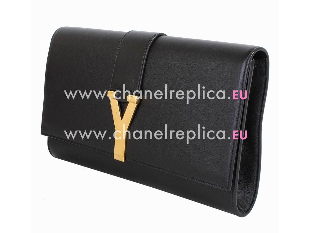 YSL Saint Leather Paris Y Calfskin Wallets In Black YSL5244076