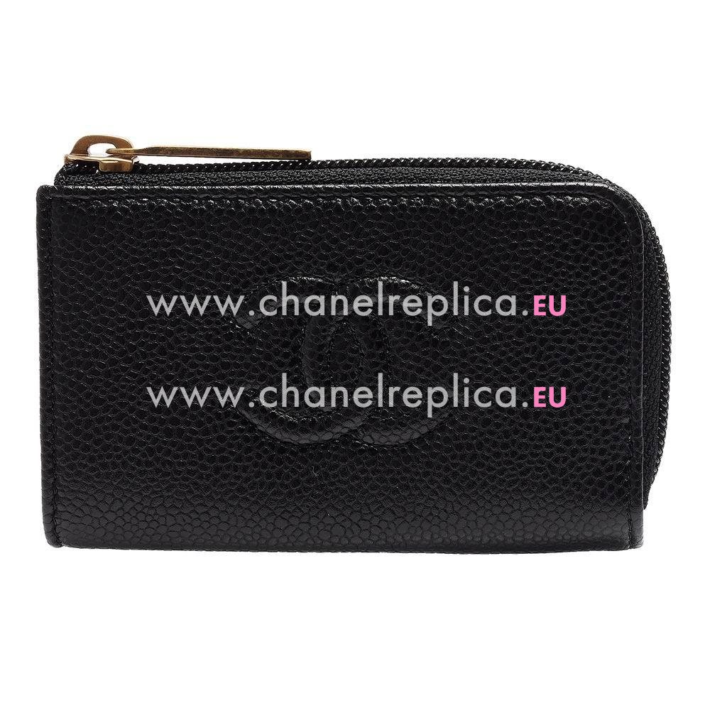CHANEL Classic CC Caviar Calfskin Change Wallet In Black C6122508