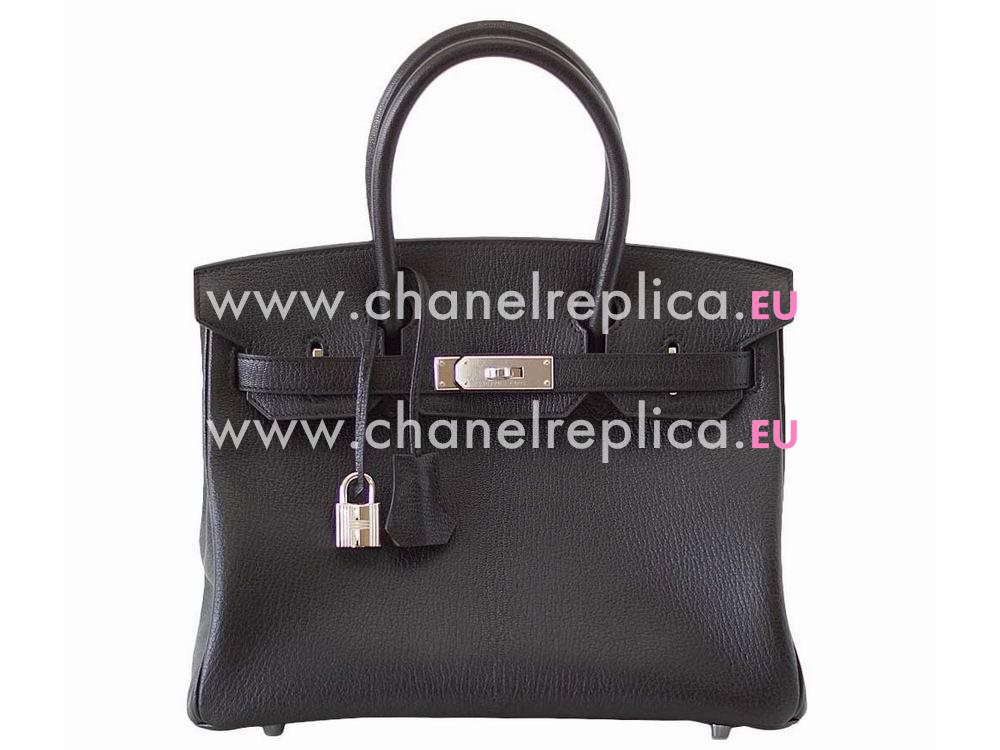 Birkin 30 Black Chevre Leather Palladium Hardware HS6985GH