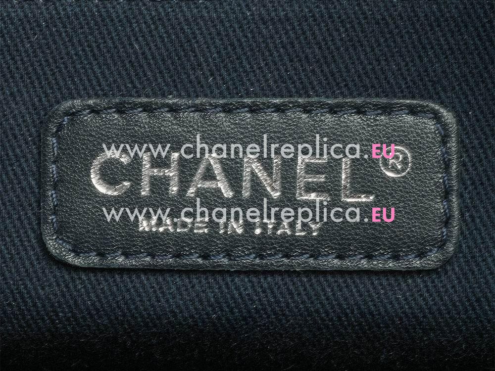 2015 Chanel Denim Deauville Bowling Handbag In Dark Blue A92749