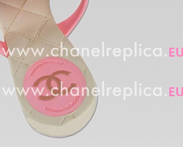 Chanel CC Camellia Flip-Flops Sandal In Pink&Off-white 276695