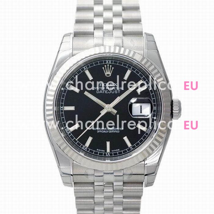 Rolex Datejust Automatic 36mm Stainless Steel Watch Black R116234-2