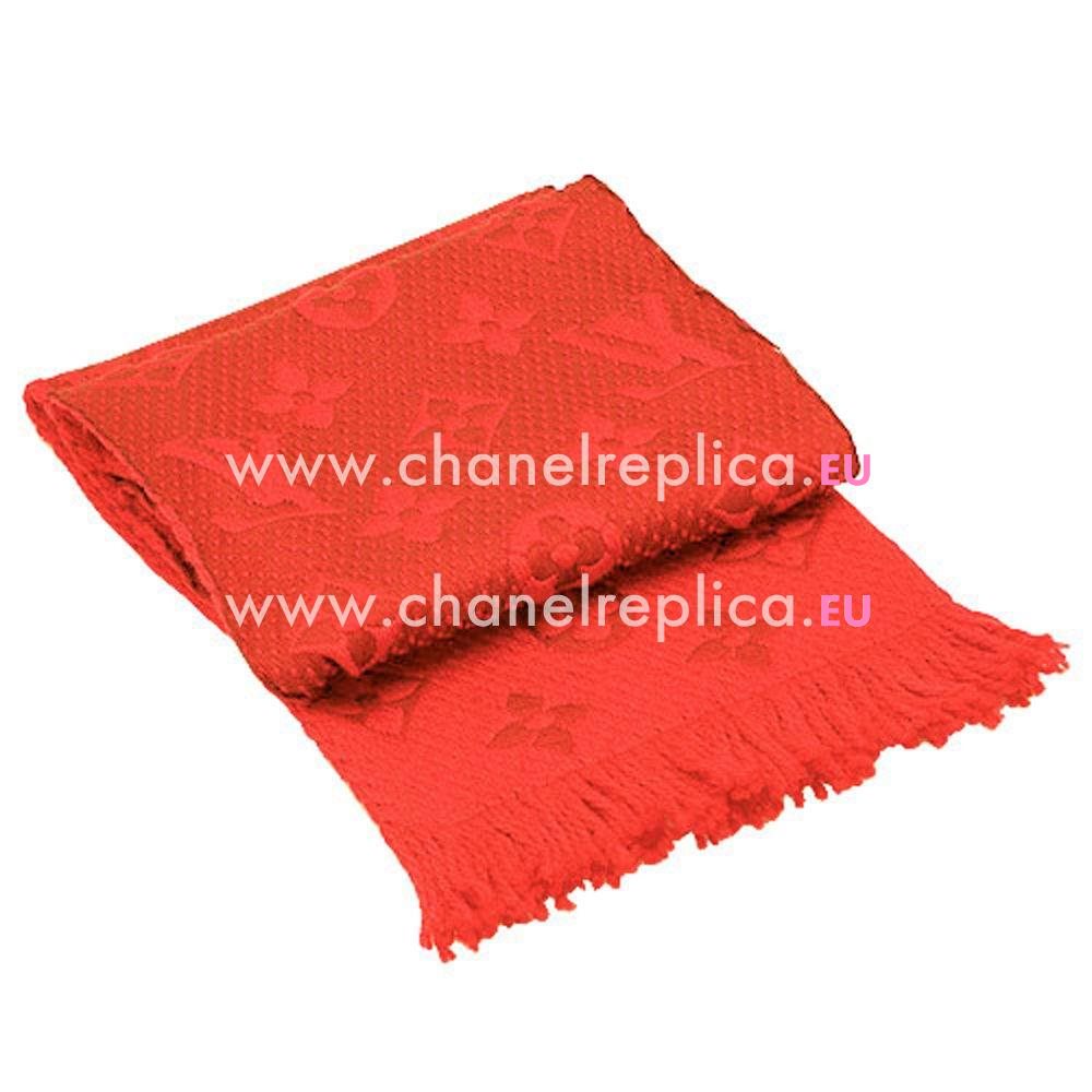 Louis Vuitton Logomania Shine Silk Wool Scarf Red M75701