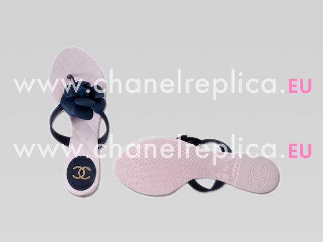 Chanel Camellia Flip-Flops Sandal In Blue&Pink 266407
