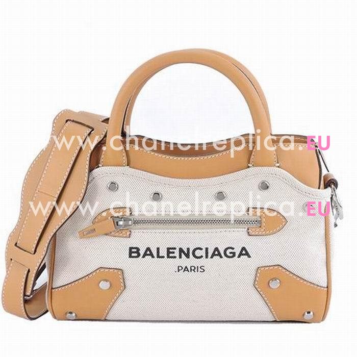 Balenciaga Navy Canvas Mini Bag Beige Camel B6112207