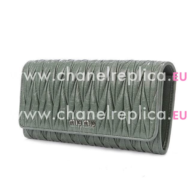 Miu Miu Matelassé Nappa Wallet In Turkey Green MM5199171