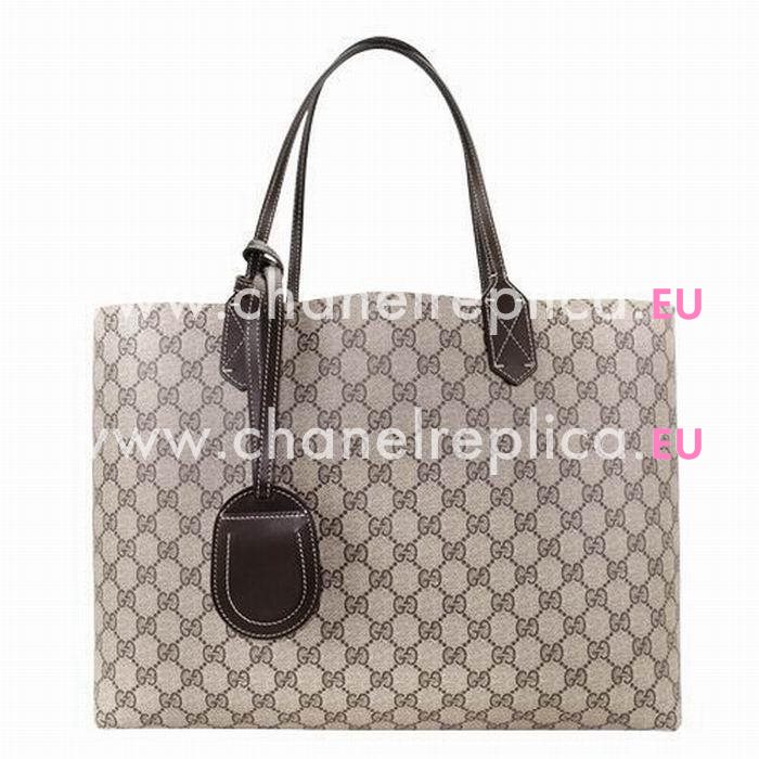 Gucci Calfskin Two Sided Tote Bag In Khaki Dark Coffee G3685685
