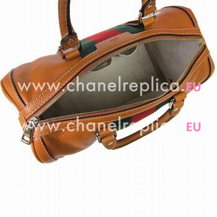 Gucci Vintage Web Calfskin Boston Bag In Brown G5355248
