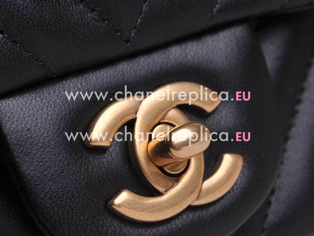Chanel Lambskin Chevron Mini Coco Gold Chain Black A35200BG