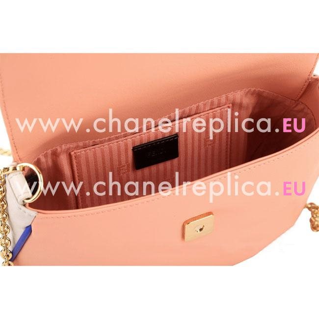 FENDI Fendista Calfskin Mini Chain Bag Pink Orange/Gray F1548668