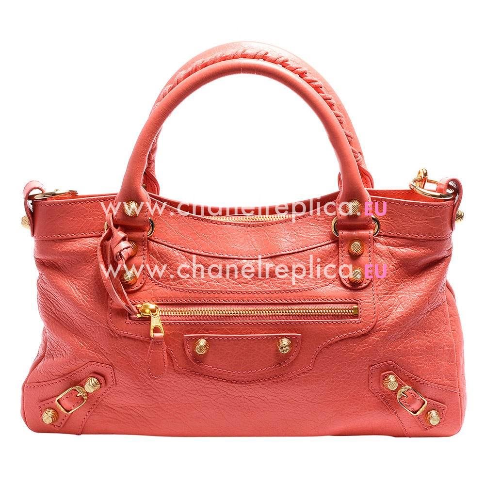 Balenciaga Giant First Gold Button Sheepskin Bag Rose Pink B7031508