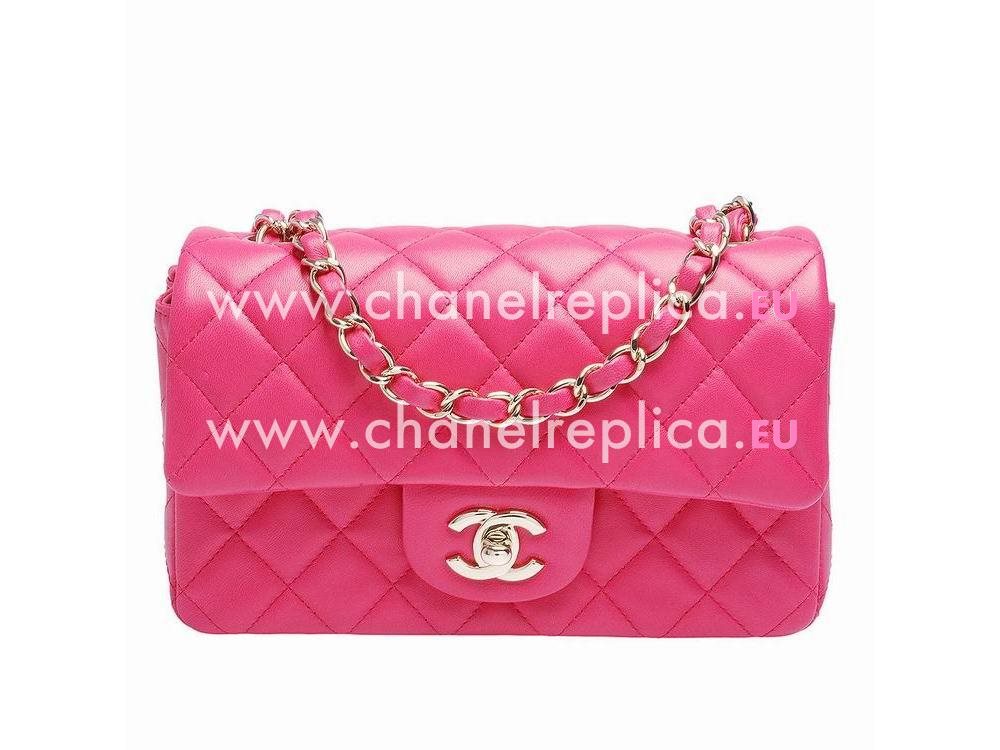 Chanel Lambskin Gold Chain Mini Coco Flap Bag Peach Red A598894