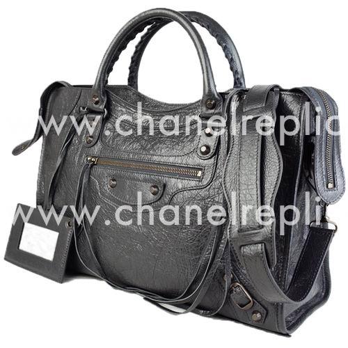 Balenciage City Lambskin Silvery hardware Classic Bag Deep Gray B2054986