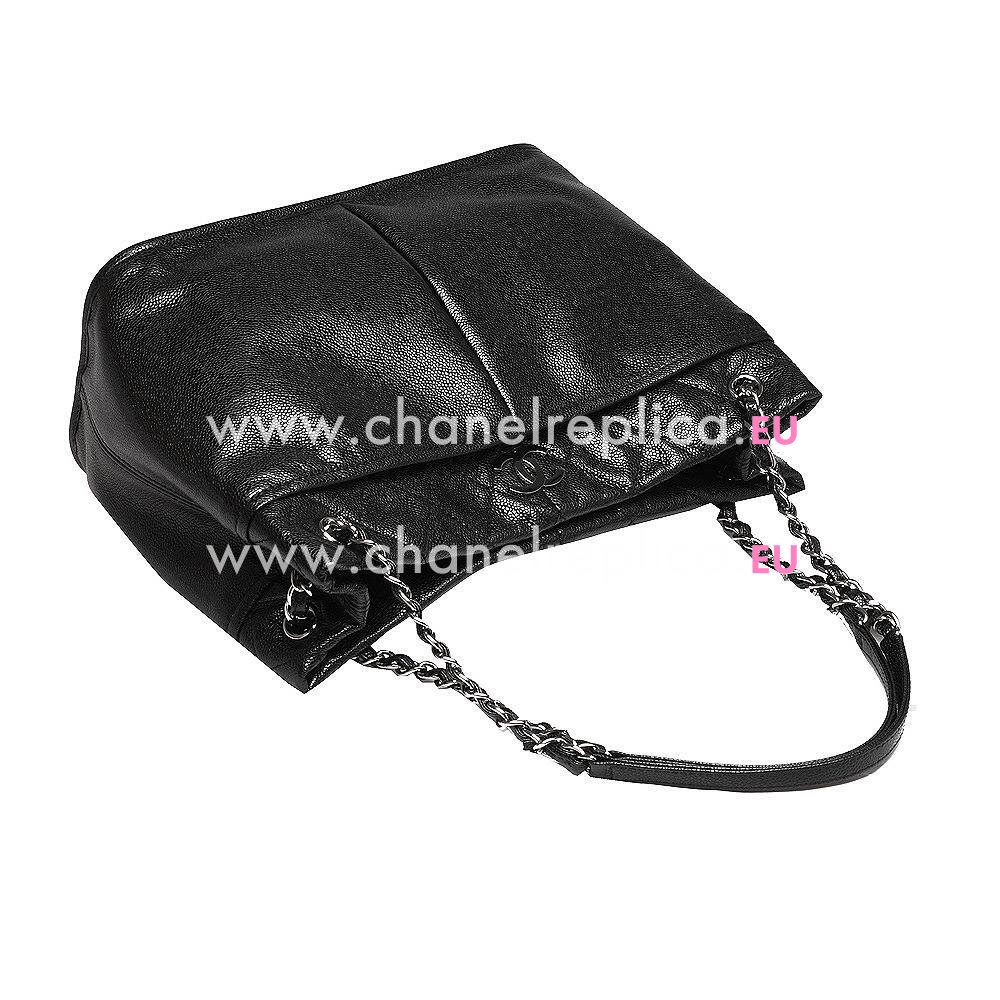 Chanel Classic Caviar Calfskin Silvery Hardware Shoulder Bag Black C6112807