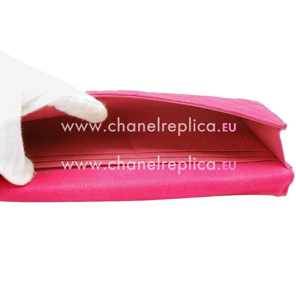 Chanel Caviar Silver CC Long Clutch Wallet Peach Pink A650623
