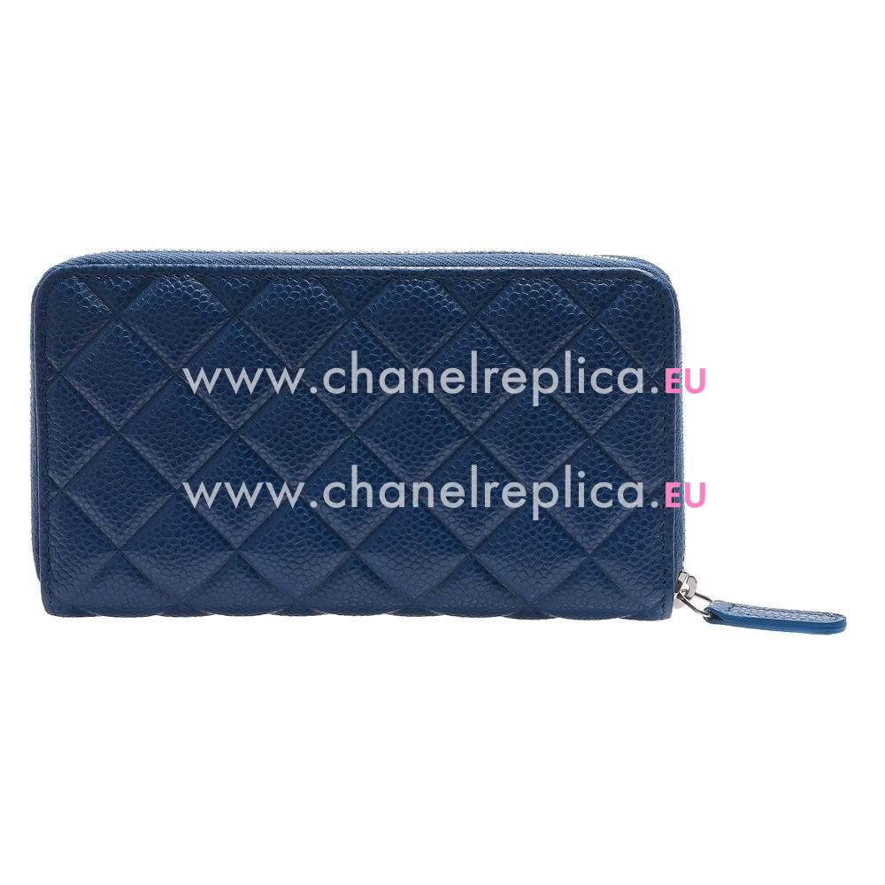 CHANEL Classic CC Rhomboids Caviar Calfskin Wallet In Dark Cyan C6122509