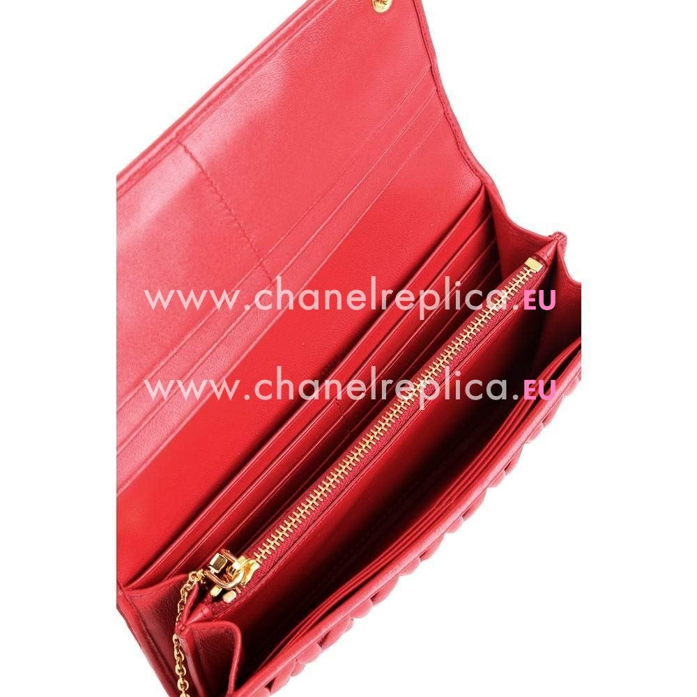 Miu Miu Matelasse Nappa Wrinkle Wallet In Red M6122907