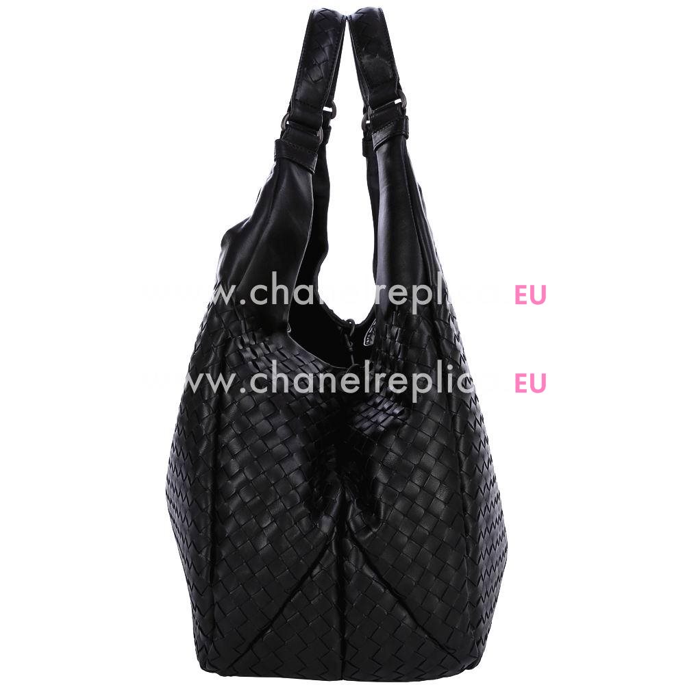 Bottega Veneta Campana Nappa Woven Large Shouldbag Black BV414760