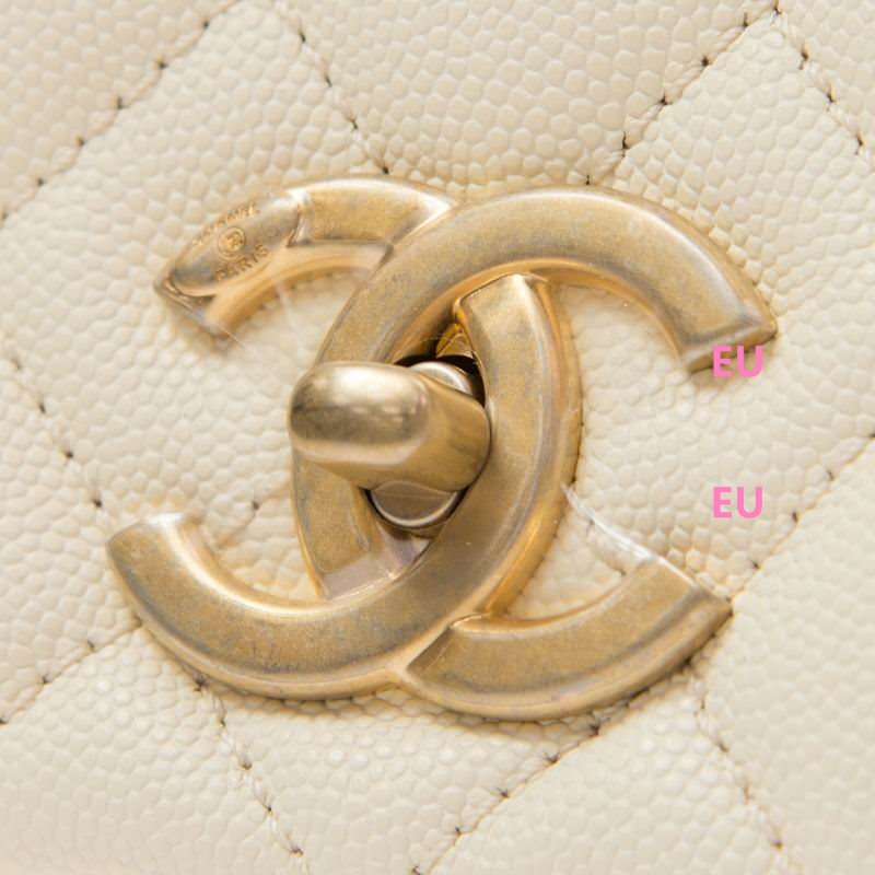 Chanel Calfskin Leather Coco Handle Anti-Silver Hardware Off-White A92991CWHTGP