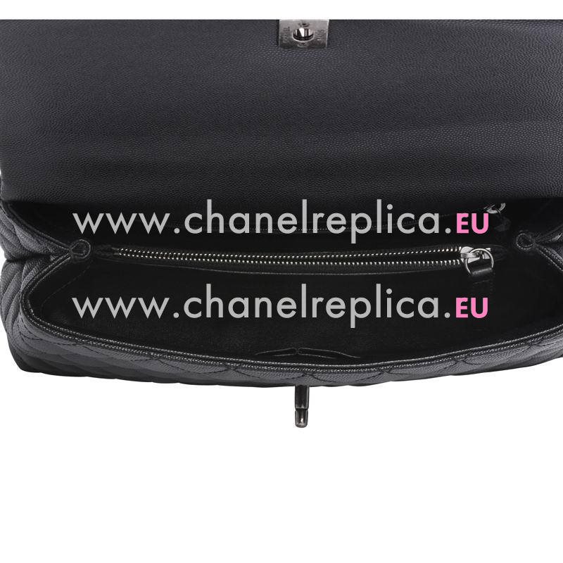 Chanel Coco Handle Anti-Silvety Hardware Rhombic Cowhide Bag Black/Purple A92991CBLKLIZ