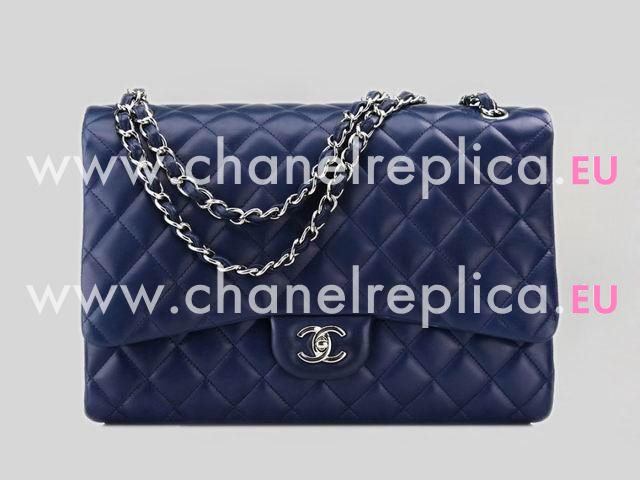 Chanel Marine Lambskin Flap Bag In Navy Blue(Silver) A47600-93925