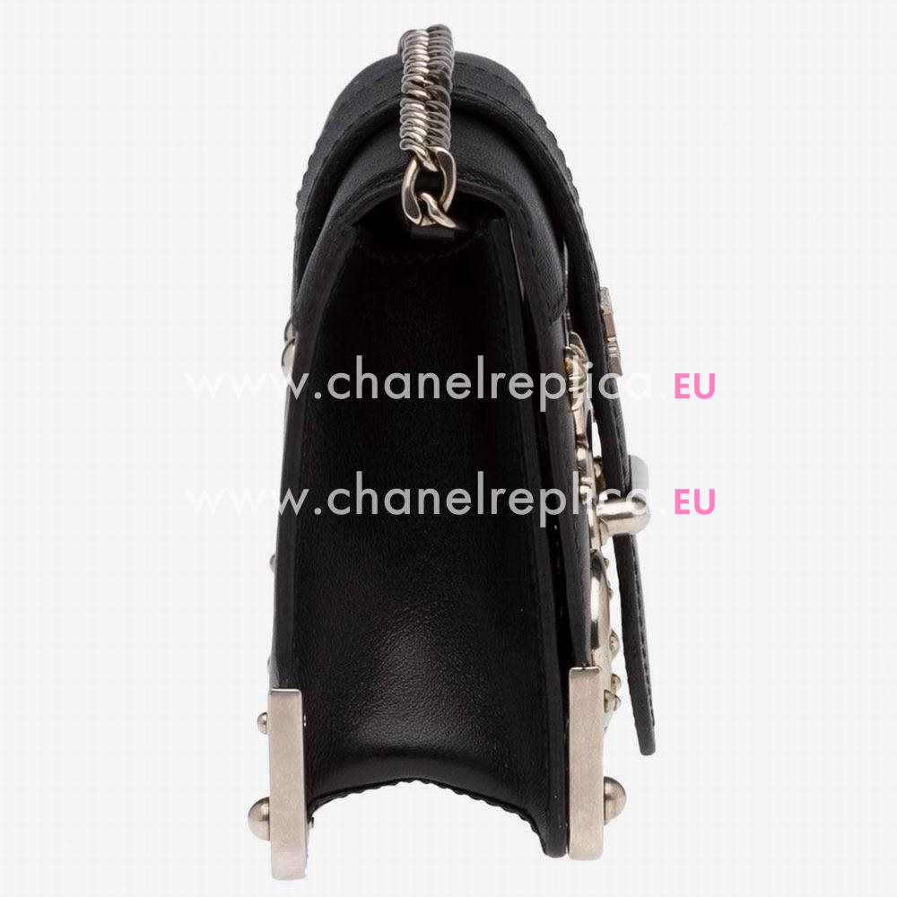Prada Cahier Calf Leather Bag Black 1BH018_2BB0_F0632