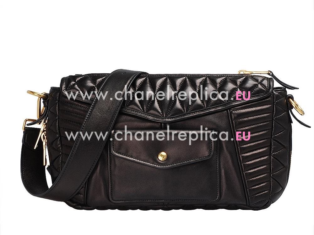 Miu Miu Matelasse Biker Black Quilted Shoulder Bag RR1904