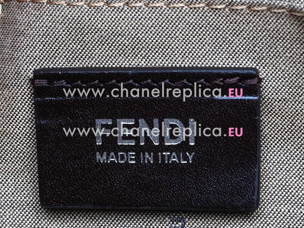 FENDI Classic FF Logo PVC Messenger Bag In Gray FE484145